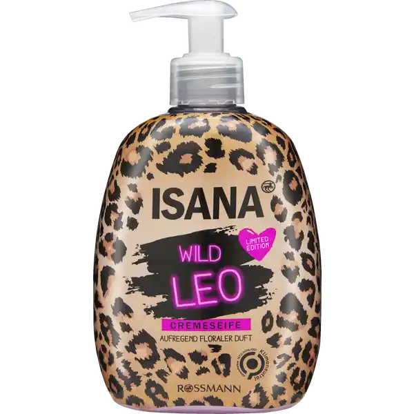 ISANA Cremeseife Wild Leo: Цвет: https://www.rossmann.de/de/pflege-und-duft-isana-cremeseife-wild-leo/p/4305615904696
Produktbeschreibung und details Die ISANA Seifen reinigen Ihre Hnde sanft und schenken ein geschmeidiges Hautgefhl  Tag fr Tag Erwecke den Leo in dir und tauche ein in das aufregend florale Dufterlebnis der ISANA Seife Wild Leo Ein natrliches hautverwandtes Pflegelipid schtzt und pflegt die Haut beim Hndewaschen Der enthaltene SoftpflegeKomplex hlt die Hnde zart und geschmeidig aufregend floraler Duft Rezeptur ohne Mikroplastik Hautvertrglichkeit dermatologisch besttigt und pHhautneutral vegan Kontaktdaten Dirk Rossmann GmbH Isernhgener Str   Burgwedel wwwrossmannde UrsprungslandHerkunftsort Deutschland Testurteile Qualittssiegel ampamp Verbandszeichen Inhaltsstoffe Aqua Sodium Laureth Sulfate Cocamidopropyl Betaine Sodium Chloride CocoGlucoside Glyceryl Oleate Parfum Glycol Distearate Laureth Tocopherol Hydrogenated Vegetable Glycerides Citrate Sodium Lactate Citric Acid Formic Acid Glycerin Sodium Citrate Sodium Benzoate CI  Cl