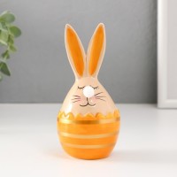 Сувенир керамика "Кролик в яйце с полосками" бежево-жёлтый 6,6х6,5х14,3 см: 