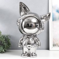 Сувенир керамика "Космонавт - лис" серебро 20х30х49 см: 