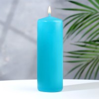 Свеча - цилиндр, 5х15 см, голубая лакированная, 14 ч: 