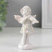 Сувенир полистоун "Белоснежный ангел на облаке со скрипкой" 10,5х5,8х5,5 см: 