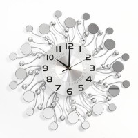 Часы настенные, серия: Ажур, "Стеклянные капли", плавный ход, d-49 см, циферблат 22 см: 