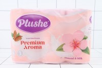 БУМАГА туалетная Plushe Premium Aroma AlmondMilk 3-сл, 6 рул.*15м, розовая /16шт: 