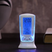 Будильник Luazon LB-02 "Обелиск", часы, дата, температура, подсветка, белый: 