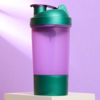 Шейкер спортивный с чашей под протеин, фиолетово-зелёный, 500 мл: 