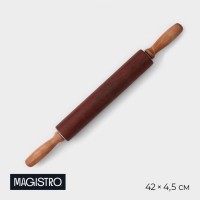 Скалка деревянная Magistro, 43?4 см, вращающаяся, с фигурными ручками, акация: 