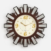 Часы настенные, серия: Интерьер "Лучики Солнца",плавный ход, d=53 см, с зеркалом,коричневые: 