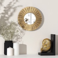Зеркало настенное «Лучи», d зеркальной поверхности 12 см, цвет «состаренное золото»: 