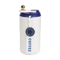 Термокружка, 450 мл, Coffee "Мастер К", сохраняет тепло до 6 ч, термометр, синяя: 