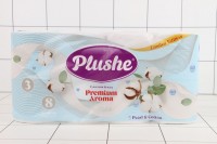 БУМАГА туалетная Plushe Premium Aroma Peari Cotton 8рул, 3 слоя, белый /8шт: 