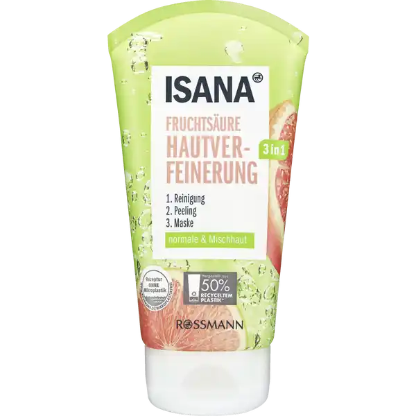 ISANA Fruchtsure Hautverfeinerung: Цвет: Produktbeschreibung und details Das ISANA FRUCHTSURE HAUTVERFEINERUNG IN mit Kaktusfeigen und GrapefruitExtrakt kombiniert  Reinigungsanwendungen in einem BeautyHelfer  REINIGUNG Die Formel eliminiert bei der tglichen Reinigungsroutine sanft und schonend berschssigen Hauttalg Schmutz oder Makeup ohne die Haut auszutrocknen  PEELING Natrliche Peelingkrper aus Aprikosenkernen beseitigen abgestorbene Hautschppchen und ffnen die Poren  MASKE Die enthaltene Fruchtsure verfeinert die Poren und lsst den Teint ebenmiger erscheinen Die Maske mattiert glnzende Hautstellen fr normale ampamp Mischhaut fr gereinigte Haut und einen strahlenden Teint Hautvertrglichkeit dermatologisch besttigt diese Rezeptur ist zu  ohne Mikroplastik hergestellt aus   recyceltem Plastik Tube ohne Verschluss Kontaktdaten Dirk Rossmann GmbH Isernhgener Strae   Burgwedel wwwrossmannde UrsprungslandHerkunftsort Deutschland Testurteile Qualittssiegel ampamp Verbandszeichen Anwendung und Gebrauch Reinigung Tglich sanft auf der angefeuchteten Haut verteilen dabei Augen und Mundpartie aussparen Anschlieend grndlich mit lauwarmen Wasser absplen  Peeling  mal pro Woche mit kreisenden Bewegungen sanft einmassieren und anschlieend grndlich mit lauwarmen Wasser absplen Augen und Mundpartie dabei aussparen  Maske  mal pro Woche eine dnne Schicht auf die gereinigte Haut sanft auftragen Augen und Mundpartie aussparen Nach ca Minuten Einwirkzeitgrndlich mit lauwarmen Wasser absplen Inhaltsstoffe Aqua C Alkyl Benzoate CocoGlucoside Helianthus Annuus Seed Oil Kaolin Cetearyl Alcohol Cetyl Alcohol Glyceryl Stearate Citrate Decyl Oleate Hydrogenated Castor Oil Prunus Armeniaca Seed Powder Glycerin Opuntia FicusIndica Fruit Extract Tocopherol Citrus Grandis Fruit Extract Phenoxyethanol Citric Acid Xanthan Gum Parfum Propylene Glycol Ethylhexylglycerin Sodium Hydroxide Limonene Linalool Sodium Benzoate Potassium Sorbate CI
https://www.rossmann.de/de/pflege-und-duft-isana-fruchtsaeure-hautverfeinerung/p/4305615709918