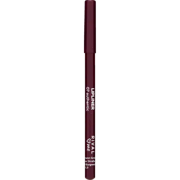 RIVAL loves me Lipliner 07 authentic: Цвет: https://www.rossmann.de/de/make-up-rival-loves-me-lipliner-07-authentic/p/4305615701462
Produktbeschreibung und details Zur Betonung und Korrektur der Lippenkontur Verhindert das Auslaufen des Lippenstiftes oder Lipglosses Kontaktdaten Dirk Rossmann GmbH Isernhgener Strae   Burgwedel Inhaltsstoffe CaprylicCapric Triglyceride  Mica  BisDiglyceryl Polyacyladipate  Hydrogenated Olive Oil Myristyl Esters  C Triglycerides  Polyethylene  Hydrogenated Olive Oil Decyl Esters  Maltodextrin  Candelilla Cera  Hydrogenated Cottonseed Oil  Copernicia Cerifera Cera  Tocopherol  Ascorbyl Palmitate  CI   CI   CI   CI   CI