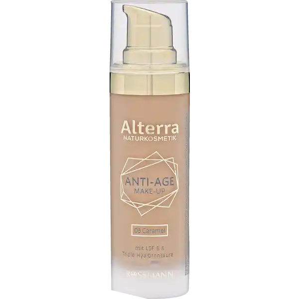 Alterra NATURKOSMETIK Anti-Age Make-up 03 - Caramel: Цвет: https://www.rossmann.de/de/make-up-alterra-naturkosmetik-anti-age-make-up-03---caramel/p/4305615765495
Produktbeschreibung und details Alterra Naturkosmetik AntiAge Makeup mit Triple Hyaluronsure ampamp LSF  Kaschiert Unebenheiten zuverlssig und schtzt die Haut mit Lichtschutzfaktor  vor SonneneinstrahlungDiese Rezeptur ist zu  ohne Mikroplastik laut zertifizierter NaturkosmetikDas AlterraProdukt entspricht den strengen NatrueKriterienHautvertrglichkeit dermatologisch besttigt Kontaktdaten Dirk Rossmann GmbH Isernhgener Strae   Burgwedel wwwrossmannde Testurteile Qualittssiegel ampamp Verbandszeichen Anwendung und Gebrauch Gleichmig auf die gereinigte Haut auftragen und sanft verteilen Inhaltsstoffe Aqua Glycerin CI  Alcohol denat Glycine Soja Oil Carthamus Tinctorius Seed Oil Octyldodecanol Zinc Oxide Glyceryl Stearate Citrate Myristyl Myristate Titanium Dioxide Glyceryl Stearate SE Argania Spinosa Kernel Oil Tricaprylin CI  Butyrospermum Parkii Butter Simmondsia Chinensis Seed Oil Hippophae Rhamnoides Fruit Extract Cetyl Alcohol Xanthan Gum Microcrystalline Cellulose Stearic Acid Dehydroxanthan Gum Sodium Hyaluronate Calcium Alginate Algin Tocopherol Helianthus Annuus Seed Oil CI  Parfum Limonene Linalool Citral Citronellol Geraniol  ingredients from certified organic agriculture  from natural essential oils