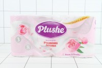 БУМАГА туалетная Plushe Premium Aroma Peony Powder 8рул, 3 слоя, белый /8шт: 