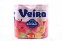 Бумага туалетная Veiro Classic розовый, 2 слоя, 4 рулона /12шт 5С24Р: 