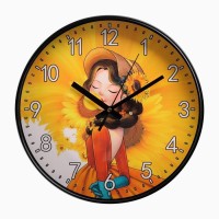 Часы настенные "Девушка с подсолнухом", d-30 см, плавный ход: 