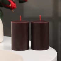 Набор свечей-столбиков 2 шт, 4х6 см, шоколадный трюфель: 