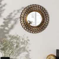 Зеркало настенное «Винтаж», d зеркальной поверхности 13 см, цвет «состаренное золото»: 
