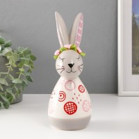 Сувенир керамика "Кролик спящий. Каракули" бело-серый с красными рисунками 10,5х8,7х22,7 см   986686: 