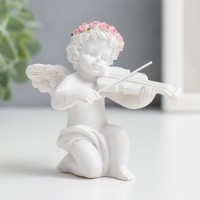 Сувенир полистоун "Белоснежный ангел со скрипкой" 7х5,5х8 см: 