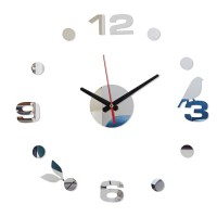 Часы-наклейка, серия: DIY, "Птичка", плавный ход, d-40 см, серебро: 
