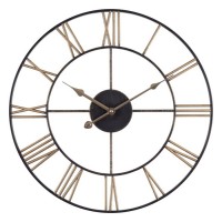 Часы настенные, интерьерные, d-47.5 см, корпус чёрный с бронзой: 