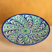 Ляган Риштанская Керамика "Цветы", 32 см, синий: 