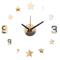 Часы-наклейка, серия: DIY, "Звезды", плавный ход, d-40 см, золото: 