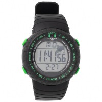 LEANDRO LIDO "Vescia" Unisex Sports Watch black/green: Цвет: Brand: LEANDRO LIDO including battery 12-bit digital display with hours, minutes, seconds, day and date Water resistance: 3 ATM Stopwatch, alarm and hourly chime function 12/24 hour format Watch case: ABS plastic Watch strap: TPU rubber Watch glass: plastic Background can be illuminated by button Brand logo on the front above the dial Dial diameter: approx. 35 mm Strap Width: Approx. 22mm adjustable bracelet with double pin clasp maximum wrist circumference up to approx. 20 cm User manual is included suitable for sports and leisure Stainless steel back including LEANDRO LIDO packaging NEW, in original packaging &gt; Disposal instructions for batteries
https://www.sportspar.com/leandro-lido-vescia-unisex-sports-watch-black/green