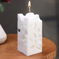 Свеча ароматическая декоративная "Ажурная", белый, 6х6х12 см, чистый хлопок: 