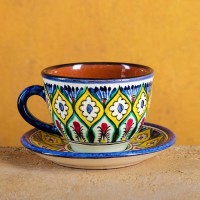Чайная пара Риштанская Керамика "Цветы", 200мл, синяя: 