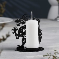 Подсвечник "Дракон" металл на одну свечу, 11,1х5,3х11 см, черный: 