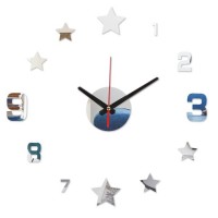 Часы-наклейка, серия: DIY, "Звезды", плавный ход, d-40 см, серебро: 