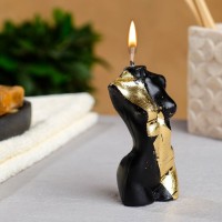 Фигурная свеча "Женское тело №1" чёрная с поталью 9см: 