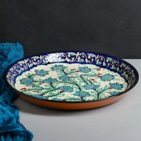 Ляган Риштанская Керамика "Цветы", 40 см, синий: 