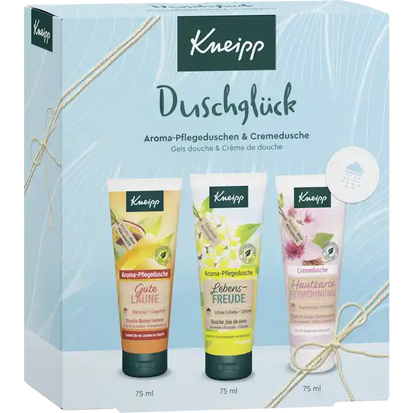 Kneipp Geschenkset Duschglck: Цвет: Produktbeschreibung und details bestehend aus Pflegedusche Gute Laune  ml Pflegedusche Lebensfreude  ml ampamp Cremedusche Hautzarte Verwhnung  ml Kontaktdaten Kneipp GmbH D  Wrzburg wwwkneippde UrsprungslandHerkunftsort Made in Germany Gebrauch Aufbewahrung und Verwendung Aufbewahrungs und Verwendungsbedingungen Kosmetisches Mittel Nicht einnehmen und fr Kinder unzugnglich aufbewahren Inhaltsstoffe AromaPflegedusche Gute Laune Aqua Water Sodium Laureth Sulfate Glycerin Cocamidopropyl Betaine CocoGlucoside PEG Sorbitan Peroleate Glyceryl Oleate PEG Glyceryl OleateCocoate Passiflora Incarnata Seed Oil Citrus Grandis Grapefruit Peel Oil Prunus Amygdalus Dulcis Sweet Almond Oil Citrus Limon Peel Oil Citrus Aurantium Dulcis Orange Peel Oil Limonene Linalool Hexyl Cinnamal Citronellol Sodium Levulinate Sodium Anisate Parfum Fragrance Glycol Distearate Hydroxypropyl Methylcellulose PEGM Sodium Hydroxide Silica Tocopherol CI  AromaPflegedusche Lebensfreude Aqua Water Sodium Laureth Sulfate Glycerin Cocamidopropyl Betaine CocoGlucoside PEG Sorbitan Peroleate Glyceryl Oleate PEG Glyceryl OleateCocoate Litsea Cubeba Fruit Oil Citrus Limon Peel Oil Cymbopogon Nardus Citronella Oil Prunus Amygdalus Dulcis Sweet Almond Oil Limonene Citral Geraniol Linalool Citronellol Parfum Fragrance Glycol Distearate Hydroxypropyl Methylcellulose PEGM Sodium Hydroxide Silica Tocopherol CI  Cremedusche Hautzarte Verwhnung Aqua Water Glycerin Sodium Laureth Sulfate Cocamidopropyl Betaine PEG CaprylicCapric Glycerides CocoGlucoside Ricinus Communis Castor Seed Oil Glyceryl Oleate Prunus Amygdalus Dulcis Sweet Almond Oil Prunus Amygdalus Dulcis Sweet Almond Fruit Extract Sine Adipe Lac Butyrospermum Parkii Shea Butter Citrus Aurantium Dulcis Orange Peel Oil Citrus Aurantium Bergamia Bergamot Fruit Oil Pogostemon Cablin Oil Limonene Linalool Coumarin Geraniol Citral Sodium Levulinate Sodium Anisate Parfum Fragrance AcrylatesC Alkyl Acrylate Crosspolymer Hydroxypropyl Methylcellulose StyreneAcrylates Copolymer Glycol Distearate Sodium Hydroxide PEGM Citric Acid Silica Tocopherol
https://www.rossmann.de/de/pflege-und-duft-kneipp-geschenkset-duschglueck/p/4008233150178