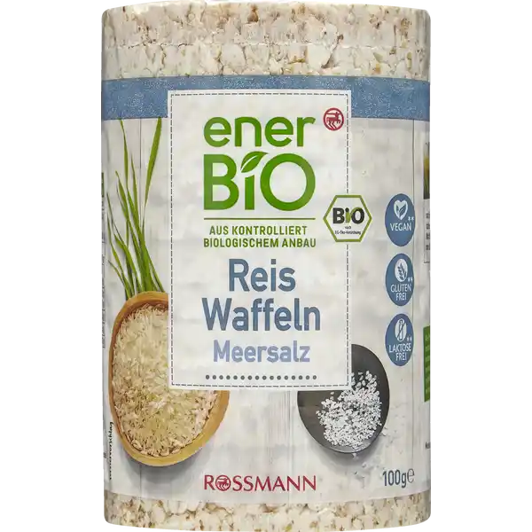 enerBiO Reis Waffeln Meersalz: Цвет: Produktbeschreibung und details Meersalz bitte Eine Reiswaffelvariation die sich gesalzen hat Nagut fast Fr den kstlichen Meersalzgenuss in den enerBiO Reiswaffeln gesalzen sind natrlich wir verantwortlich Die glutenfreien Scheiben schmecken dabei sowohl pur als auch belegt oder bestrichen Kleiner Tipp am Waffelrande Geht einmal die Knusprigkeit verloren helfen Toaster oder Backofen gerne nach Alle Produkte unserer ROSSMANNMarke enerBiO stammen aus kontrolliert biologischem Anbau Durch eine schonende sorgfltige Verarbeitung erhalten wir hierbei sowohl die Hochwertigkeit als auch den natrlichen Geschmack Zudem lassen wir unsere Produkte regelmig durch unabhngige Institute berprfen  so gewhrleisten wir eine gleichbleibende Qualitt von Natur aus vegan glutenfrei und laktosefrei Lebensmittelunternehmer Name Dirk Rossmann GmbH Adresse Isernhagener Strasse   Burgwedel wwwrossmannde Bio Zertifikat BEBIO UrsprungslandHerkunftsort EUNichtEULandwirtschaft Testurteile Qualittssiegel ampamp Verbandszeichen Rechtlich vorgeschriebene Produktbezeichnung Bio Reiswaffeln Salz Zutaten Reis  Meersalz  aus kontrolliert biologischem Anbau Kann Spuren von SESAM enthalten Nhrwerte Durchschnittliche Nhrwertangaben pro  g pro  Portion  Waffel  ca  g Energie  kj   kcal  kj   kcal Fett  g  g davon  gesttigte Fettsuren  g amplt  g  einfach ungesttigte Fettsuren  g  g  mehrfach ungesttigte Fettsuren  g  g Kohlenhydrate  g  g davon  Zucker  g  g Ballaststoffe  g  g Eiwei  g  g Salz  g  g Gebrauch Aufbewahrung und Verwendung Aufbewahrungs und Verwendungsbedingungen Trocken lagern und vor Wrme schtzen
https://www.rossmann.de/de/lebensmittel-enerbio-reis-waffeln-meersalz/p/4305615676838