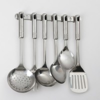 Набор кухонных принадлежностей «Стандарт», 6 предметов, на подвесе, цвет серебряный: 
