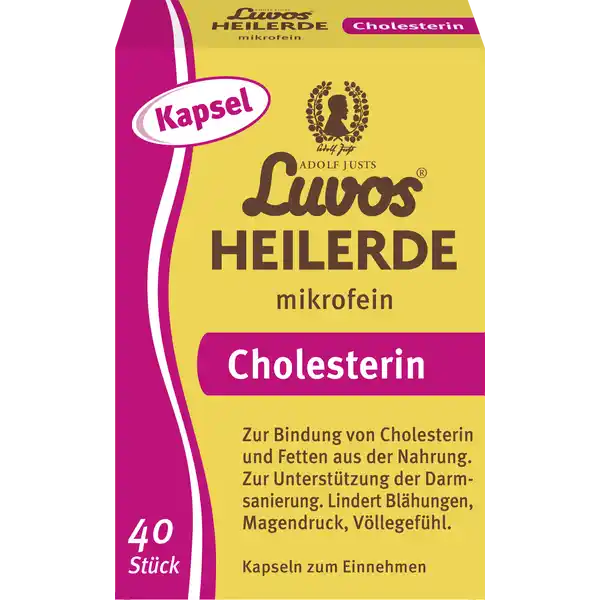 Luvos Heilerde mikrofein Kapseln: Цвет: https://www.rossmann.de/de/gesundheit-luvos-heilerde-mikrofein-kapseln/p/4005120605056
Produktbeschreibung und details RISIKO Hohe Cholesterinwerte knnen die Verkalkung der Adern Arteriosklerose beschleunigen womit sich das Risiko eines Herzinfarkts oder Schlaganfalls erhht Dennoch nehmen viele Menschen berdurchschnittlich viel Cholesterin ber fettreiches Essen auf WIRKPRINZIP Das Naturheilmittel LuvosHeilerde mikrofein kann Cholesterin und Fette wie ein Schwamm aus der Nahrung binden und sie so aus dem Krper transportieren Das Cholesterin kann nicht mehr in die Blutbahn gelangen und sich an den Gefwnden als Plaque ablagern ZUSATZEFFEKT Zustzlich bindet die naturreine LuvosHeilerde im Darm Gallensuren sodass diese vermehrt ausgeschieden werden Dies regt die Neubildung von Gallensuren an wofr der Krper Cholesterin verbraucht Damit untersttzt LuvosHeilerde mikrofein eine herzgesunde Ernhrung Nebenwirkungen sind nicht bekannt DARMSANIERUNG LuvosHeilerde mikrofein eignet sich zudem auch zur inneren Reinigung also zur Untersttzung der Darmsanierung MagenDarmBeschwerden verbunden mit Magendruck Vllegefhl und Blhungen werden gelindert BEQUEME EINNAHME Es enthlt keine Zusatzstoffe und ist vegan Die Einnahme als Granulat ist besonders leicht und bequem fr unterwegs NATUR PUR Hergestellt wird LuvosHeilerde in Deutschland aus eiszeitlichem Lss der sich durch eine ideale Mischung aus Mineralien und Spurenelementen auszeichnet Um ihre gewnschte Wirkung zu erzielen haben die HeilerdeProdukte von Luvos anwendungsspezifische Feinheitsgrade Das besondere Bindungsvermgen von LuvosHeilerde mikrofein wird durch ein spezielles schonendes Mahl und Siebverfahren mit UltraschallTechnik erzielt LuvosHeilerde enthlt keine Zusatzstoffe und ist vegan Bindet Cholesterin und Fette aus der Nahrung Untersttzt eine herzgesunde Ernhrung Lindert Blhungen Magendruck und Vllegefhl Reines Naturprodukt ohne chemische Zustze vegan Vllig natrlich keine Nebenwirkungen bekannt Lebensmittelunternehmer Name HeilerdeGesellschaft Luvos Just GmbH ampamp Co KG Adresse  Friedrichsdorf Rechtlich vorgeschriebene Produktbezeichnung Kapseln zum Einnehmen Zutaten Heilerde Anwendung und Gebrauch Nehmen Sie dieses Medizinprodukt immer genau wie in der Packungsbeilage beschrieben ein Die LuvosHeilerdeKapseln werden unzerkaut mit etwas Flssigkeit eingenommen Gebrauch Aufbewahrung und Verwendung Aufbewahrungs und Verwendungsbedingungen Medizinprodukt fr Kinder unzugnglich aufbewahren Beachten sie die Gebrauchsanweisung