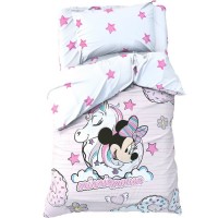 Детское постельное бельё 1,5 сп "Minnie Mouse" с единорогом, 143*215 см, 150*214 см, 50*70 см -1 шт, поплин: 