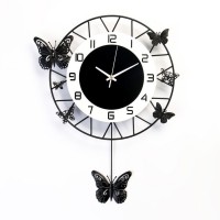 Часы настенные, серия: Маятник, "Бабочки", плавный ход, 35 х 51 см: 