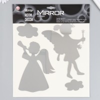Наклейка интерьерная зеркальная "Ангелочки в облаках" 38х31 см: 