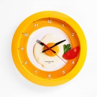Часы настенные, серия: Кухня, "Яичница", 29 х 29 см, желтый обод: 
