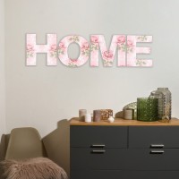 Панно буквы "HOME" высота букв 29,5 см,набор 4 детали розовый: 