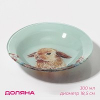 Тарелка стеклянная суповая Доляна «Кролик», 300 мл, d=18,5 см: 