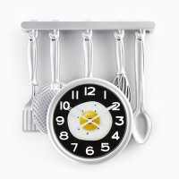 Часы настенные, серия: Кухня, "Кухонная утварь", 32 х 34 см, серебро: 