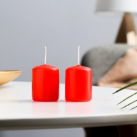Набор свечей - цилиндров, 4х5 см, набор 2 шт, красная: 
