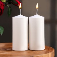 Набор свечей цилиндров, 5х12 см, 2 шт, белая: 