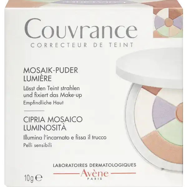 Avne Couvrance MosaikPuder Lumire: Цвет: Produktbeschreibung und details Dieses Gesichtspuder mit dezent irisierenden korrigierenden Farbtnen gleicht den Teint aus und fixiert das Makeup Das aufhellende MosaikPuder ideal fr einen strahlenden und frischen MakeupLook akzentuiert und betont das Gesicht empfindlicher Haut Seine leichte Textur hinterlsst einen seidigen Hauch auf der Haut Die gut deckende Formel ist wasserfest schwei und transferbestndig Frei von Duftstoffen frei von Konservierungsstoffen Kontaktdaten Laboratoires Dermatologiques Avne  Place Abel Gance   Boulogne wwweauthermaleavenede UrsprungslandHerkunftsort Italien Anwendung und Gebrauch Mit dem Schwmmchen oder einem Pinsel auf dem gesamten Gesicht oder zur Akzentuierung der erhabenen Gesichtspartien auftragen Inhaltsstoffe Talc Synthetic Fluorphlogopite Nylon Octyldodecyl Stearoyl Stearate BisDiglyceryl Polyacyladipate Blue  Lake CI  Cetyl Dimethicone Dimethicone Iron Oxides CI  CI  CI  Lauroyl Lysine Manganese Violet CI  Titanium Dioxide CI  Tocopheryl Acetate Ultramarines CI  Yellow  CI
https://www.rossmann.de/de/make-up-avene-couvrance-mosaik-puder-lumiere/p/3282770144604