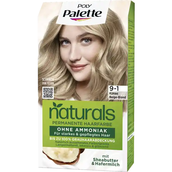 Poly Palette NATURALS Permanente Haarfarbe  Khles Beige Blond: Цвет: Produktbeschreibung und details PALETTE  deine beste Wahl in Sachen Farbe Natrlich aussehende ampamp langanhaltende Farben fr starkes ampamp gepflegtes Haar Die Formel ohne Ammoniak enthlt nhrstoffreiche Shea Butter die speziell fr blondes Haar geeignet ist Die facettenreichen Farbpigmente dringen tief in die Haarfaser ein und sorgen fr ein natrlich aussehendes glnzendes Blond mit bis zu  Grauabdeckung Intensiv gepflegtes Haar Dank des pflegenden Conditioners mit Hafermilch wird Ihr Haar von innen heraus genhrt Fr intensiv gepflegtes Haar und glnzende Farbe die Ihnen ein gesundes und weiches Haargefhl verleiht Unser Versprechen Gemeinsam schaffen wir schne Momente fr eine bunte und nachhaltige Welt vegane Formel frei von Inhaltsstoffen tierischen Ursprungs  Silikone  Ammoniak recyceltes Papier  recycelte AluminiumTube recycelbare Faltschachtel Be Smarter Recycle enthlt  Tube mit ColorCreme  ml  Applikationsflasche mit Entwickleremulsion  ml  Sachet mit PflegeConditioner  Paar Handschuhe  Gebrauchsanweisung Unsere Empfehlung Diese Coloration ist fr hellblondes bis dunkelblond Haar geeignet Geeignet fr bis zu  ergrautes Haar Bei mehr als kinnlangem oder dickem Haar empfehlen wir zwei Packungen zu verwenden Kontaktdaten Schwarzkopf ampamp Henkel a division of Henkel AG ampamp Co KGaA D Dsseldorf wwwschwarzkopfde Anwendung und Gebrauch Vorbereitung Bevor Sie mit der Anwendung beginnen legen Sie einen Kleiderschutz und eine Uhr zur Kontrolle bereit Legen Sie den Kleiderschutz um und ziehen Sie die mitgelieferten Handschuhe an POLY PALETTE NATURALS permanente Coloration wird auf trockenem nicht vorgewaschenem Haar angewendet Mischen  Schrauben Sie die Verschlusskappe der Applikationsflasche ab  ffnen Sie die ColorCreme indem Sie die Tubenversiegelung mit der Rckseite der Verschlusskappe durchstechen Geben Sie den gesamten Inhalt der Tube in die Applikationsflasche mit Entwickleremulsion Schrauben Sie die Applikationsflasche so fest wie mglich zu  Starten Sie den Mischvorgang indem Sie die Applikationsflasche hin und her rollen Schtteln Sie die Flasche anschlieend so lange krftig vertikal bis alles vollstndig zu einer geschmeidigen Creme vermischt ist Brechen Sie anschlieend die Spitze der Anwendungsflasche ab  Beginnen Sie ohne Verzgerung mit der Anwendung ACHTUNG Bei einigen Farbtnen verndert sich die Farbe der Mischung whrend der Anwendung Dies hat keinen Einfluss auf das Farbergebnis  a Erst  Gesamtanwendung  die Anwendung wird empfohlen wenn  Sie Ihr Haar zum ersten Mal dauerhaft frben oder  die vorherige Haarfarbe vollstndig herausgewachsen ist dh kein Ansatz zu sehen ist Behalten Sie den Kleiderschutz und die Plastikhandschuhe whrend der gesamten Anwendung an Verteilen Sie die Colorationsmischung ohne Verzgerung Strhne fr Strhne grndlich auf dem gesamten Haar sodass die Aufhellungsmischung gleichmig das Haar bedeckt Lassen Sie die Aufhellungsmischung fr  Minuten einwirken  b Ansatzbehandlung  die Anwendung wird empfohlen wenn  Ihr Haar bereits dauerhaft gefrbt und ein Ansatz sichtbar ist  Ihre Haarspitzen dunkler bzw heller oder in einem schlechten Zustand sind Behalten Sie den Kleiderschutz und die Plastikhandschuhe whrend der gesamten Anwendung an Teilen Sie jeweils eine Haarpartie mit der Spitze der Anwendungsflasche zu einem Scheitel ab und tragen Sie etwa  der Mischung am Scheitel entlang auf Verteilen Sie sie mit den Fingern beiliegende Handschuhe bitte anbehalten auf dem Haaransatz Wiederholen Sie diesen Vorgang auf dem gesamten Haaransatz und vergewissern Sie sich dass der gesamte Haaransatz gleichmig bedeckt ist Lassen Sie die Colorationsmischung  Minuten einwirken bis Ihr Haaransatz ungefhr dieselbe Farbe hat wie Ihr restliches Haar Falls ntig feuchten Sie Ihre Haarspitzen etwas an und verteilen Sie den Rest der Mischung anschlieend im gesamten Haar um ein gleichmiges Ergebnis zu erzielen Lassen Sie die Mischung fr weitere  Minuten einwirken  Aussplen  Ziehen Sie sich die Handschuhe wieder an bevor Sie Ihre Haare auswaschen Nach Ablauf der Einwirkzeit schumen Sie das Haar mit warmen Wasser auf und splen es dann grndlich aus bis das Wasser klar ist  Nachbehandlung  Als pflegende Nachbehandlung verteilen Sie den PflegeConditioner im nassen Haar Lassen Sie ihn  Minuten einwirken und splen Sie ihn dann grndlich aus Empfehlung Fr sichtbar langanhaltende Farbergebnisse und Glanz empfehlen wir das Schauma Shampoo Color Glanz zu verwenden Inhaltsstoffe ColorCreme Aqua Water Eau Cetearyl Alcohol Ethanolamine Glyceryl Stearate SE Ceteareth Octyldodecanol Sodium Laureth Sulfate Sodium Cetearyl Sulfate Parfum Fragrance Serine Oleic Acid Silica Glycerin Butyrospermum Parkii Shea Butter TolueneDiamine Sulfate Sodium Sulfite Etidronic Acid Carbomer Resorcinol Potassium Hydroxide Ascorbic Acid Limonene Linoleamidopropyl PGDimonium Chloride Phosphate Propylene Glycol Sodium Sulfate Linalool Hexyl Cinnamal mAminophenol Benzyl Alcohol Benzoic Acid AminoHydroxyethylaminoanisole Sulfate Methylresorcinol Chlororesorcinol AminomCresol Entwickleremulsion  Aqua Water Eau Hydrogen Peroxide Cetearyl Alcohol PEG Castor Oil Etidronic Acid Sodium Cetearyl Sulfate Potassium Hydroxide Dicarboxypyridine Disodium Pyrophosphate Sodium Benzoate PflegeConditioner Aqua Water Eau Cetearyl Alcohol Quaternium Propylene Glycol Avena Sativa Oat Kernel Extract Prunus Armeniaca Apricot Kernel Oil Prunus Amygdalus Dulcis Sweet Almond Oil Isopropyl Myristate Distearoylethyl Hydroxyethylmonium Methosulfate Citric Acid Phenoxyethanol Stearamidopropyl Dimethylamine Polyquaternium Ceteareth Glyceryl Stearate Sodium Methylparaben Dicaprylyl Carbonate Parfum Fragrance Glycerin Linalool Limonene Hexyl Cinnamal Benzyl Salicylate Lauryl Glucoside Citronellol Benzyl Alcohol Hydrogenated Lecithin Warnhinweise und wichtige Hinweise Warnhinweise Haarfrbemittel knnen schwere allergische Reaktionen hervorrufen Bitte folgende Hinweise lesen und beachten Dieses Produkt ist nicht fr Personen unter  bestimmt Temporre Ttowierungen mit schwarzem Henna knnen das Allergierisiko erhhen Frben Sie Ihr Haar nicht wenn Sie einen Ausschlag im Gesicht haben oder wenn Ihre Kopfhaut empfindlich gereizt oder verletzt ist wenn Sie schon einmal nach dem Frben Ihrer Haar eine Reaktion festgestellt haben wenn eine temporre Ttowierung mit schwarzem Henna bei Ihnen schon einmal eine Reaktion verursacht hat Vorsicht Enthlt Wasserstoffperoxid Phenylendiamine Toluylediamine und Resorcin Vollstndige Inhaltsdeklaration siehe Packungsboden Kontakt mit Augen vermeiden Sofort Augen splen falls das Erzeugnis mit den Augen in Berhrung gekommen ist Nicht zur Frbung von Wimpern und Augenbrauen verwenden Nach Anwendung die Haare gut splen Geeignete Handschuhe tragen Fhren Sie einen Allergieverdachtstest  Stunden vor jeder Anwendung einer Haarcoloration durch siehe Gebrauchsanweisung auch wenn sie schon frher Haarcolorationen angewendet haben Daher denken Sie bitte daran das Produkt  Stunden vor der Anwendung zu kaufen Falls hierbei eine Hautvertrglichkeit auftritt oder Zweifel bestehen fragen Sie bitte einen Hautarzt bevor Sie eine Haarcoloration anwenden Darf nicht in die Hnde von Kindern gelangen
https://www.rossmann.de/de/pflege-und-duft-poly-palette-naturals-permanente-haarfarbe-9-1-kuehles-beige-blond/p/4015100744439